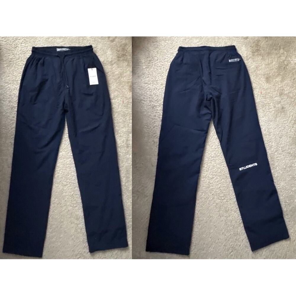 Students Navy Track Pants Nylon Joggers Men’s Large Streetwear New With Tags